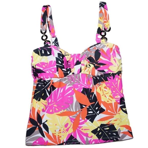 Catalina Swim Top with Leafy Floral Design, Size Medium (8-10) - Picture 1 of 4